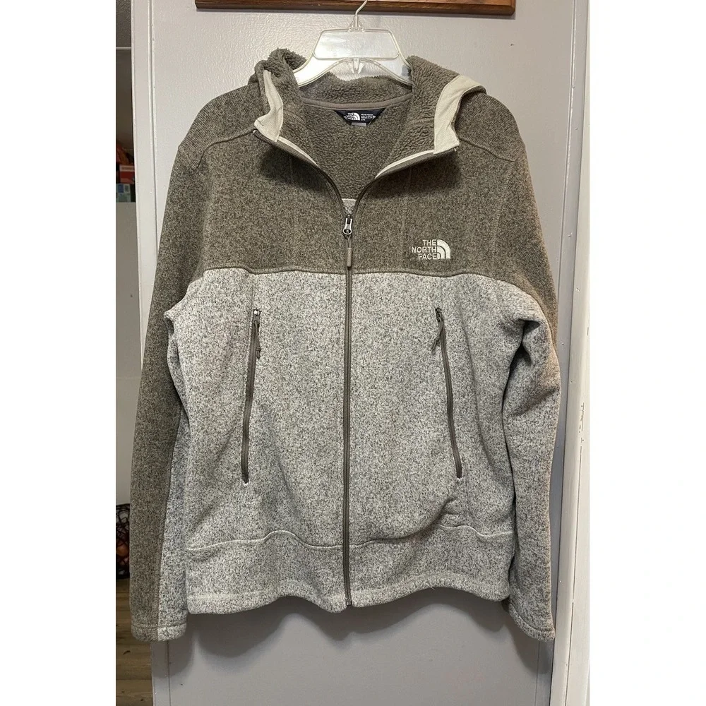 The North Face Gordon Lyons Hoodie Mens Large Brown Gray Full Zip Long Sleeve
